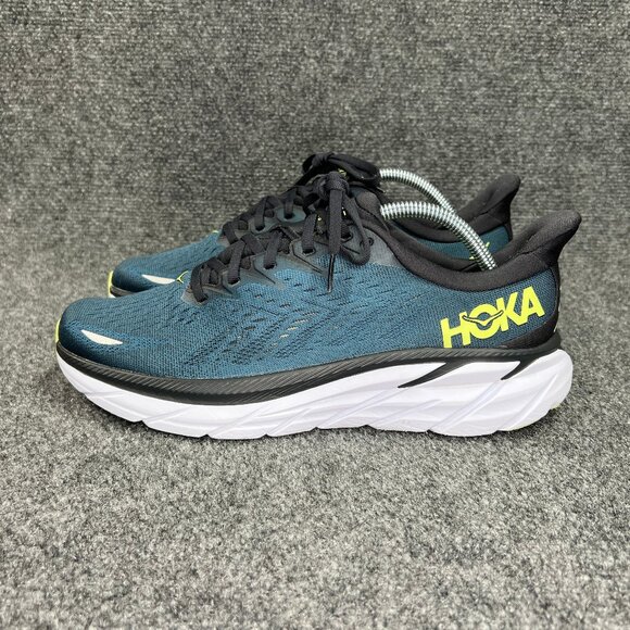 Hoka One One Clifton 8 Running Shoes Men's Size 9.5 Teal Blue Coral Athletic Run - Picture 5 of 13